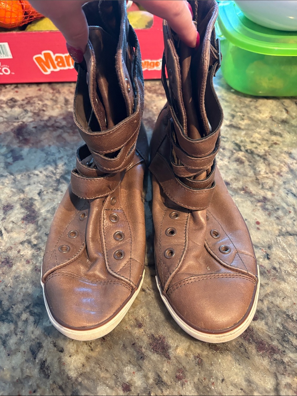Converse Brown High-Top Sneakers with Strap Detail